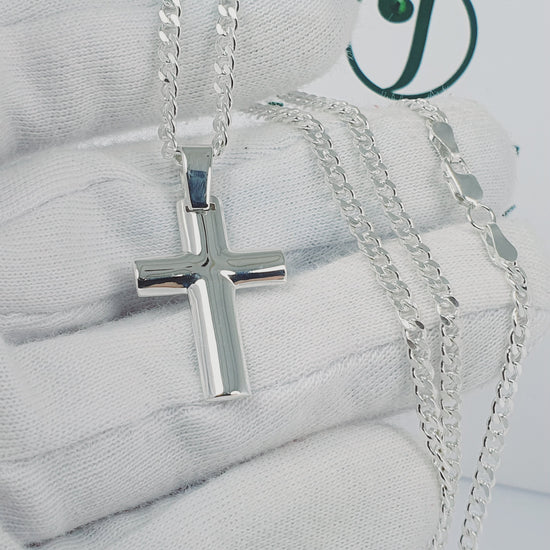Dije de cruz en plata – Jade18k (vista 3)