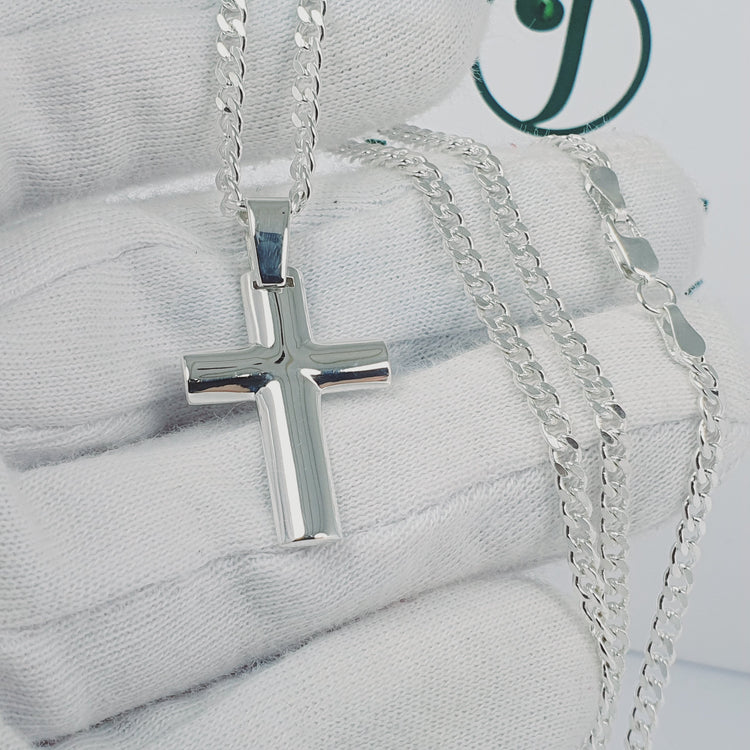 Dije de cruz en plata – Jade18k (vista 3)
