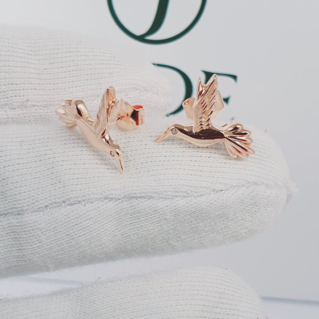 Aretes de Ave Colibri oro 18k
