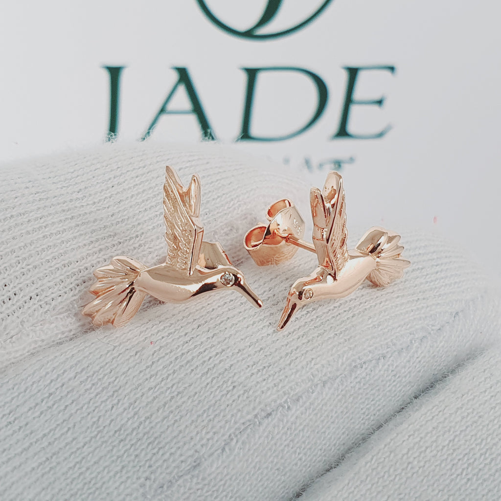 Aretes de Ave Colibri oro 18k