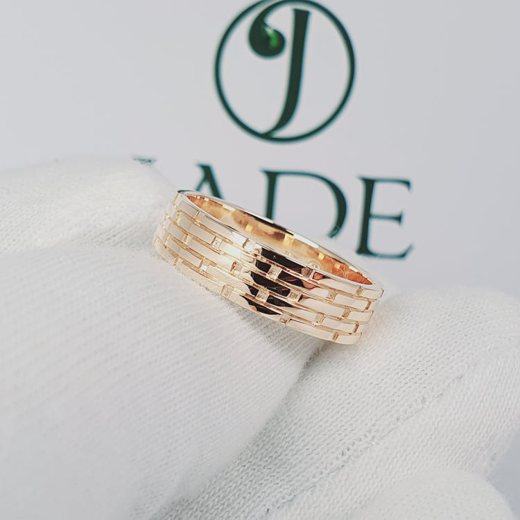 Aro de varon Modelo bloques en oro 18k – Jade18k (vista 2)