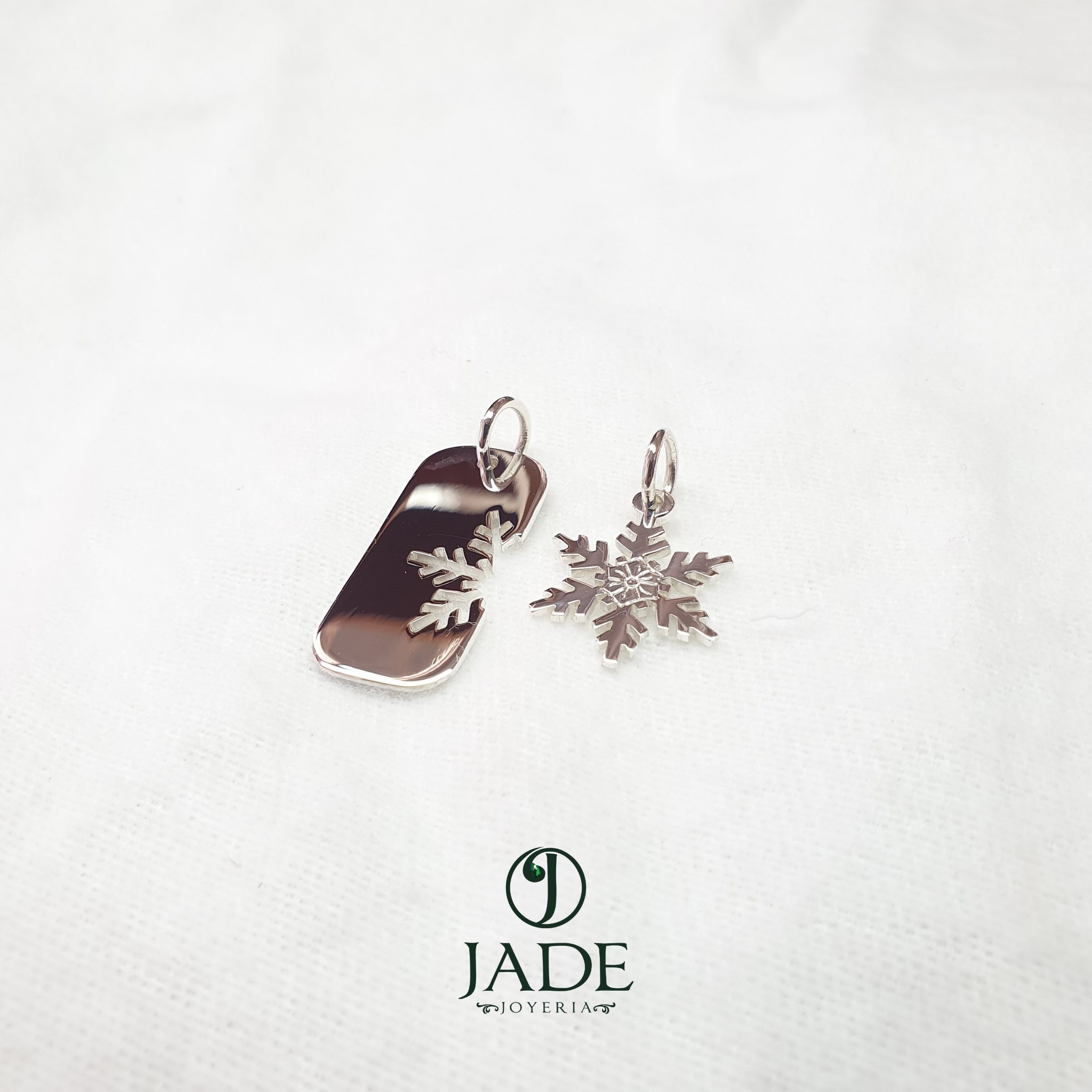 Dijes para pareja con dije de copo de nieve plata