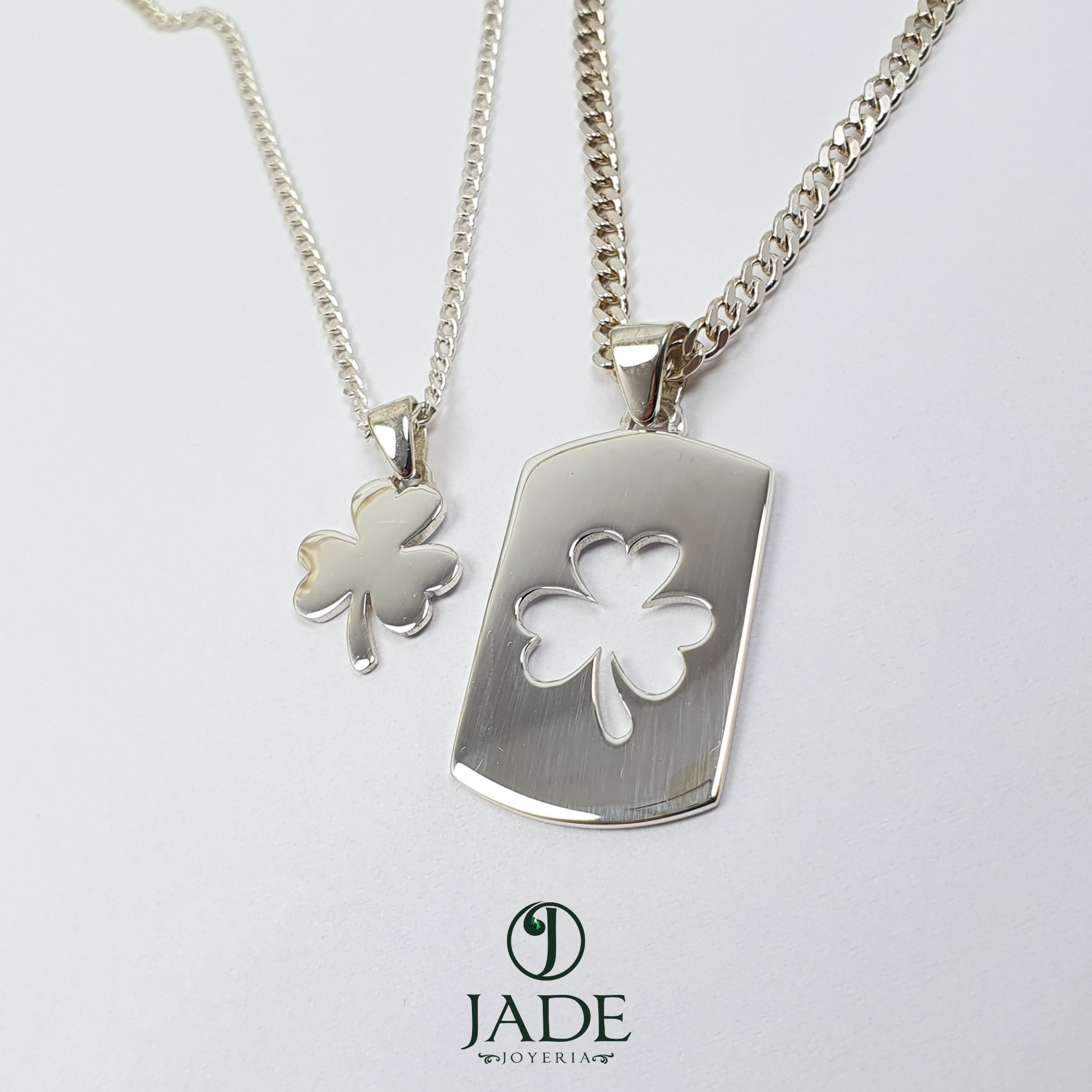 Dijes para pareja con dije de trebol en plata ley