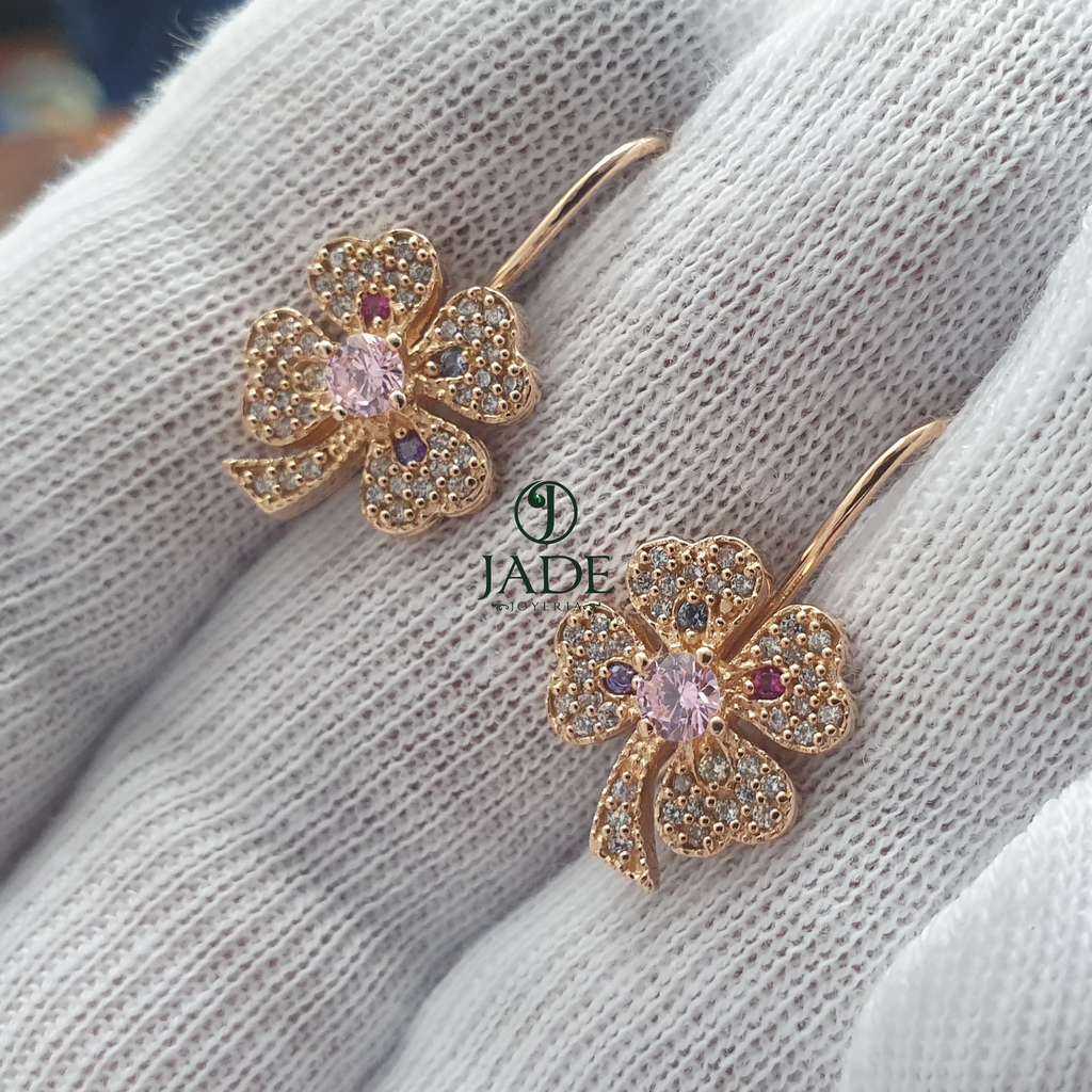Aretes de flor full piedras