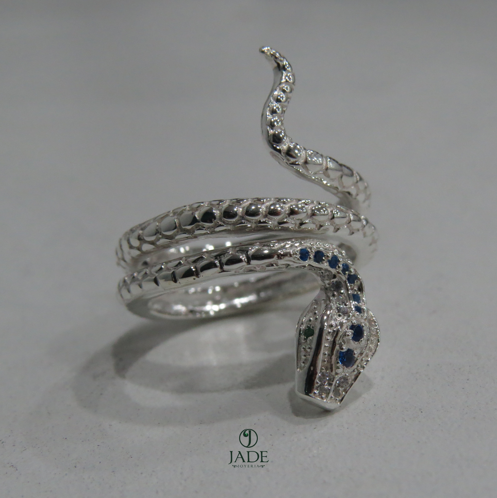 Anillo de serpiente en plata fina