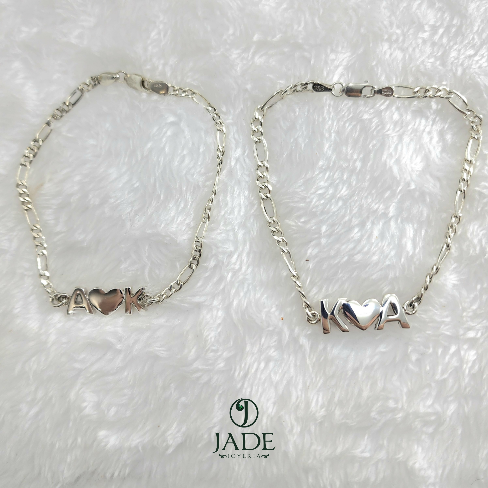 Juego de Pulseras Letras de Amor en plata fina