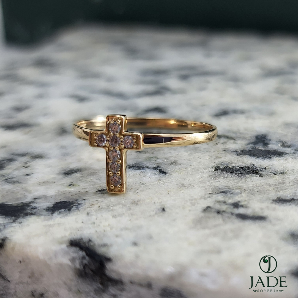 Anillo Cruz de piedras