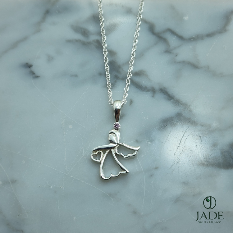 Dije angelito en plata fina – Jade18k (vista 3)