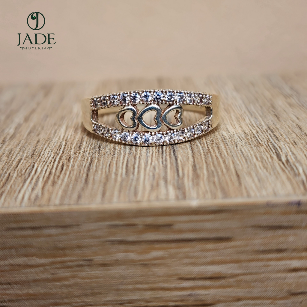 Anillo 3 corazones en plata fina