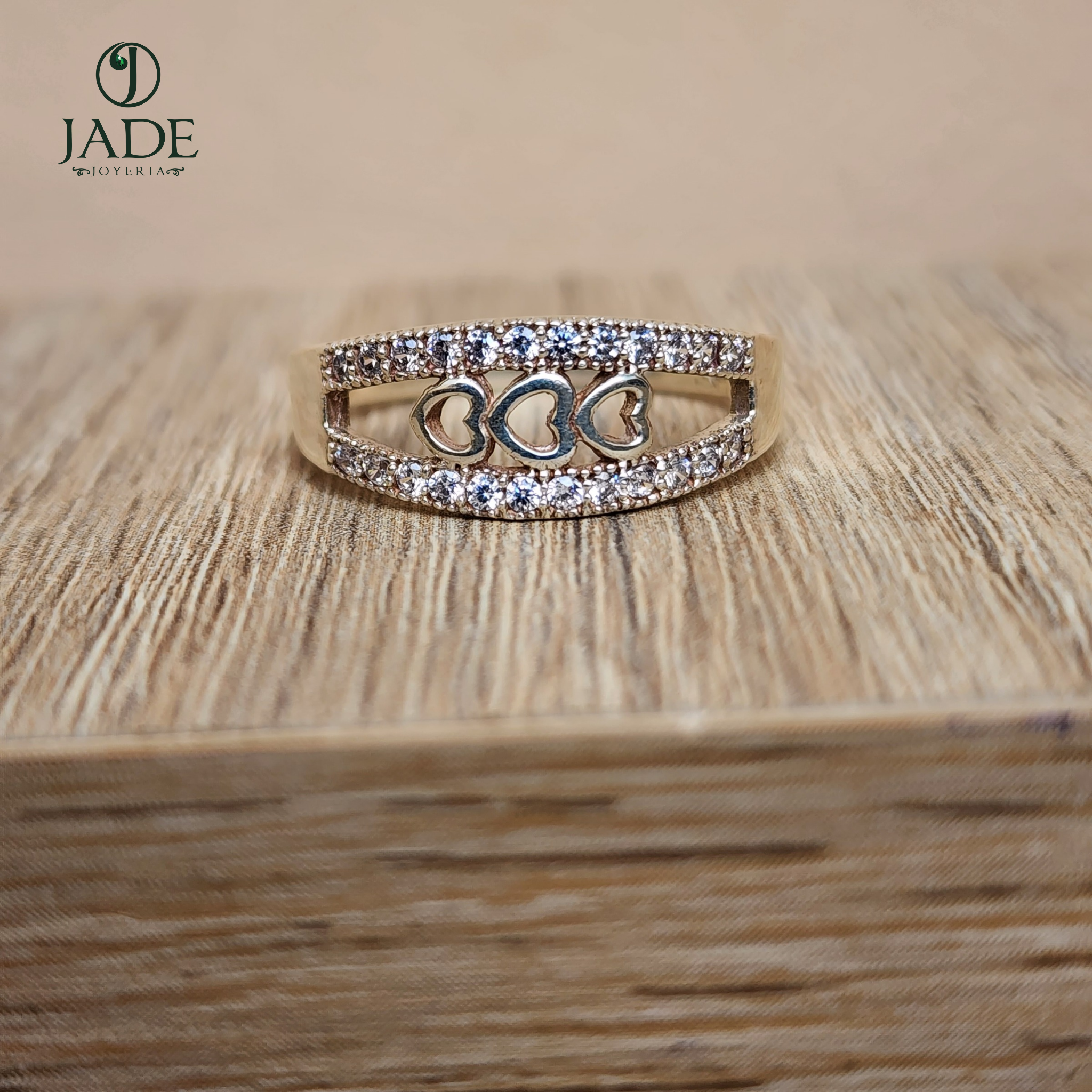 Anillo 3 corazones en plata fina