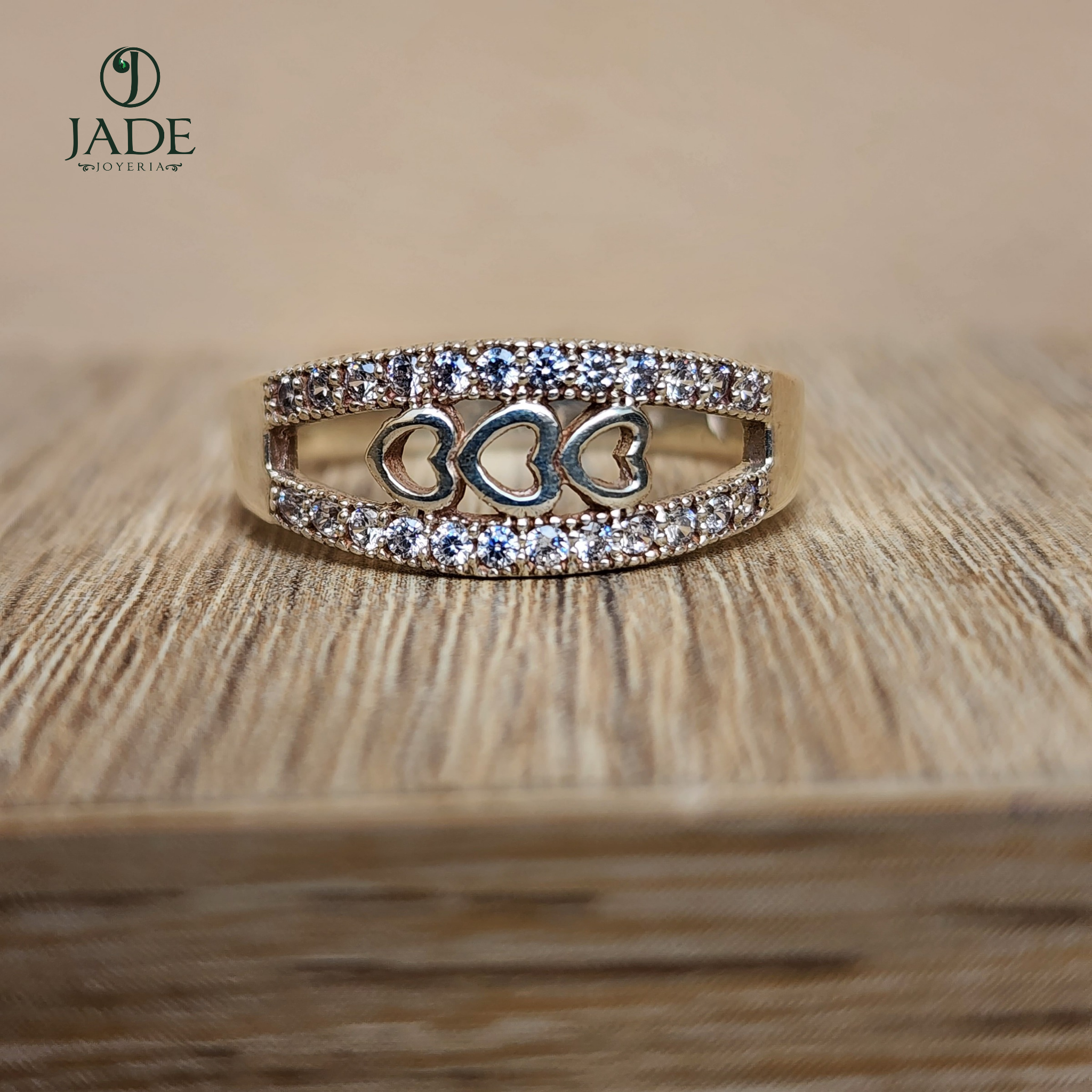 Anillo 3 corazones en plata fina