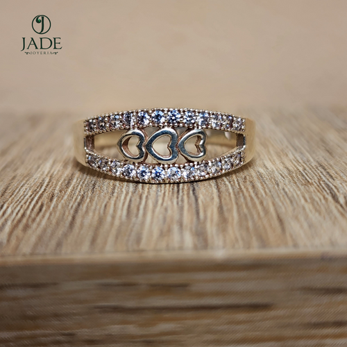 Anillo 3 corazones en plata fina