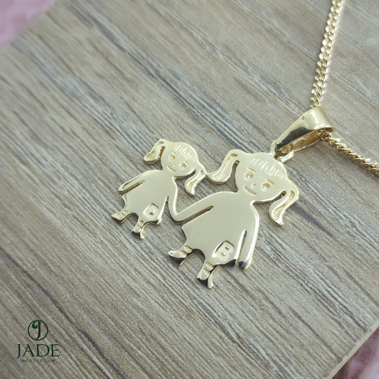 Collar Hermanas por siempre en oro 18k – Jade18k