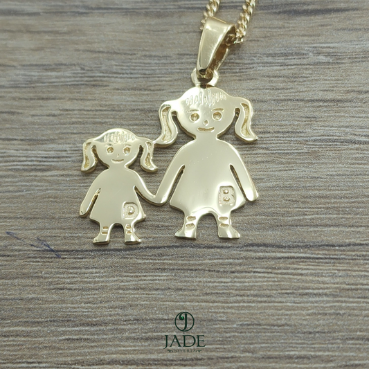 Collar Hermanas por siempre en oro 18k – Jade18k (vista 2)