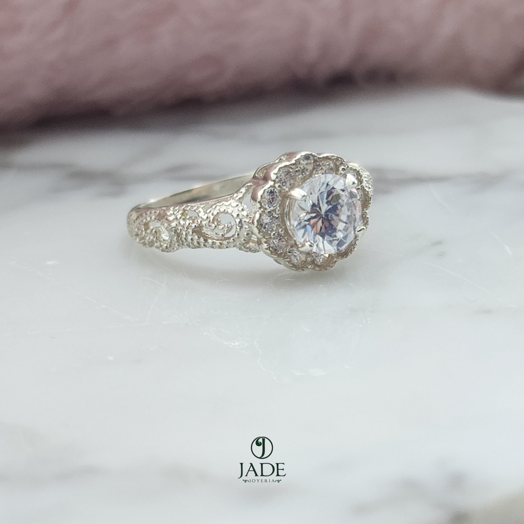 Anillo Flor linsianthus en plata fina