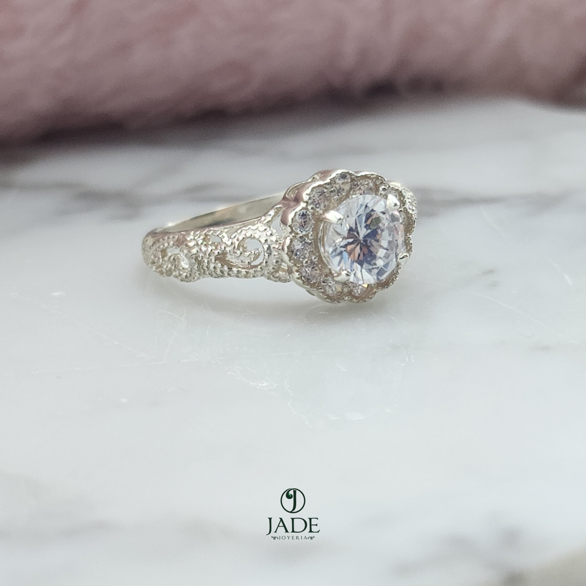 Anillo Flor linsianthus en plata fina