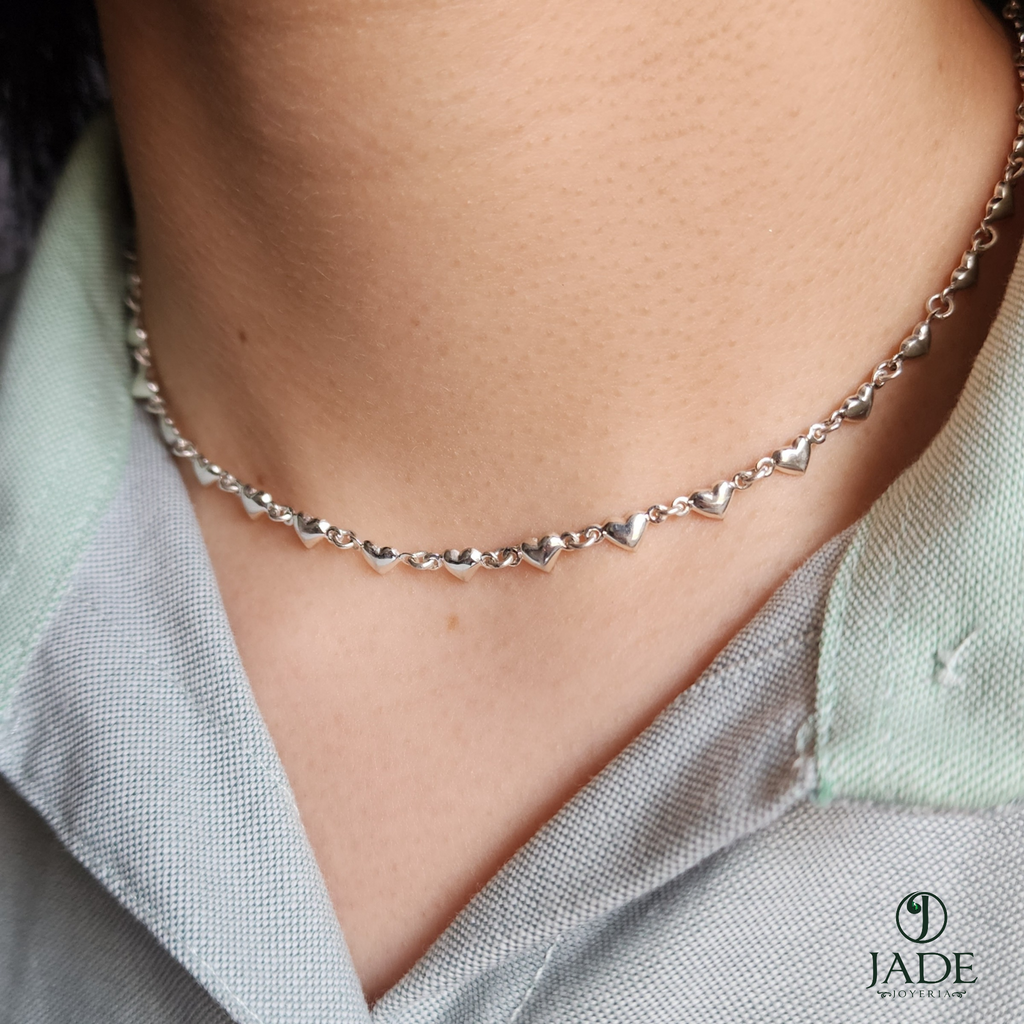 Collar corazón en plata fina