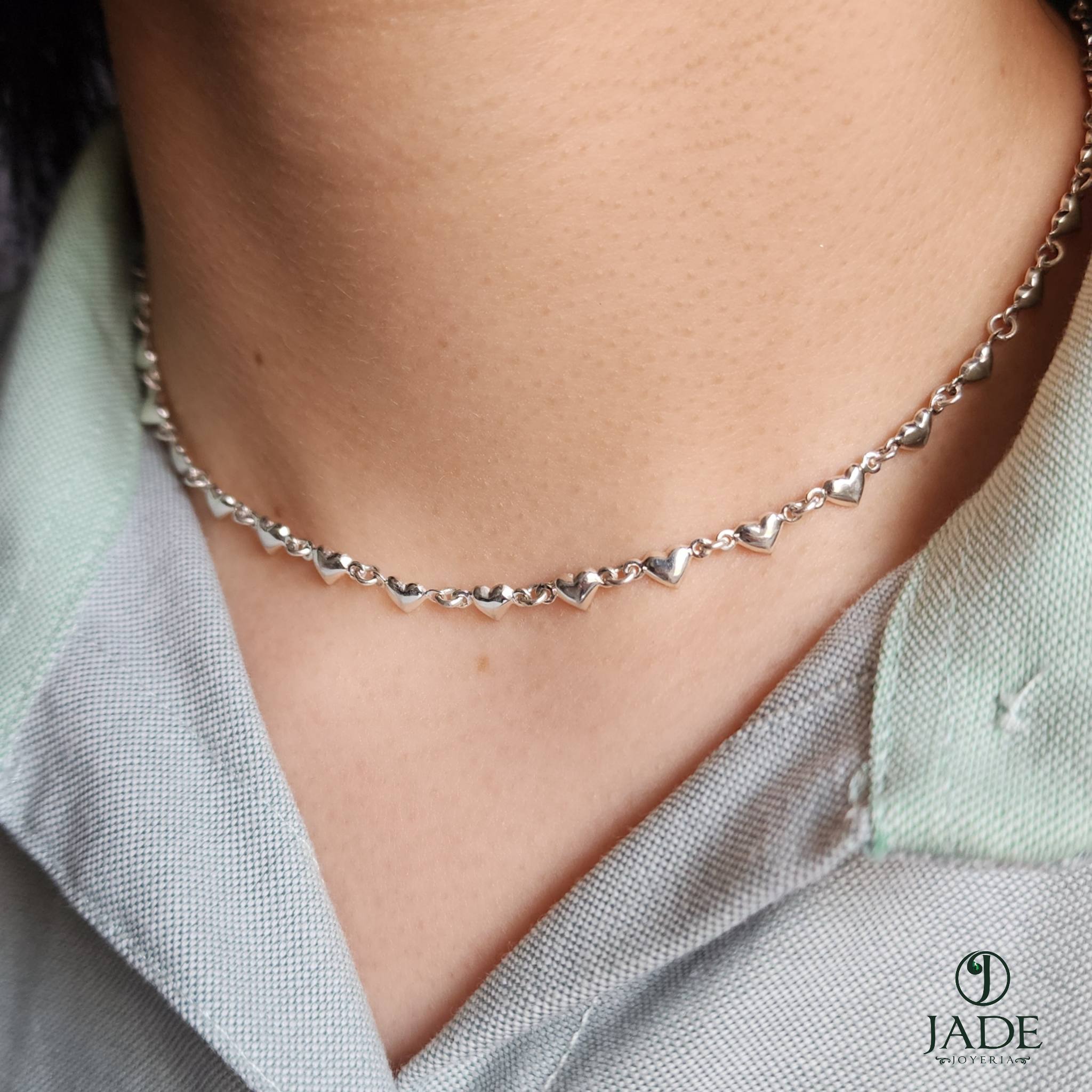 Collar corazón en plata fina