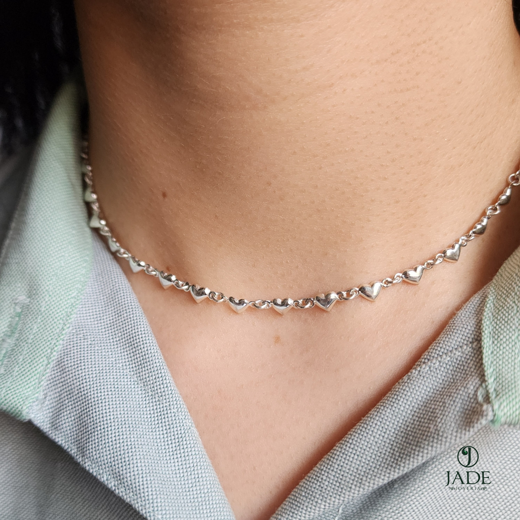Collar corazón en plata fina