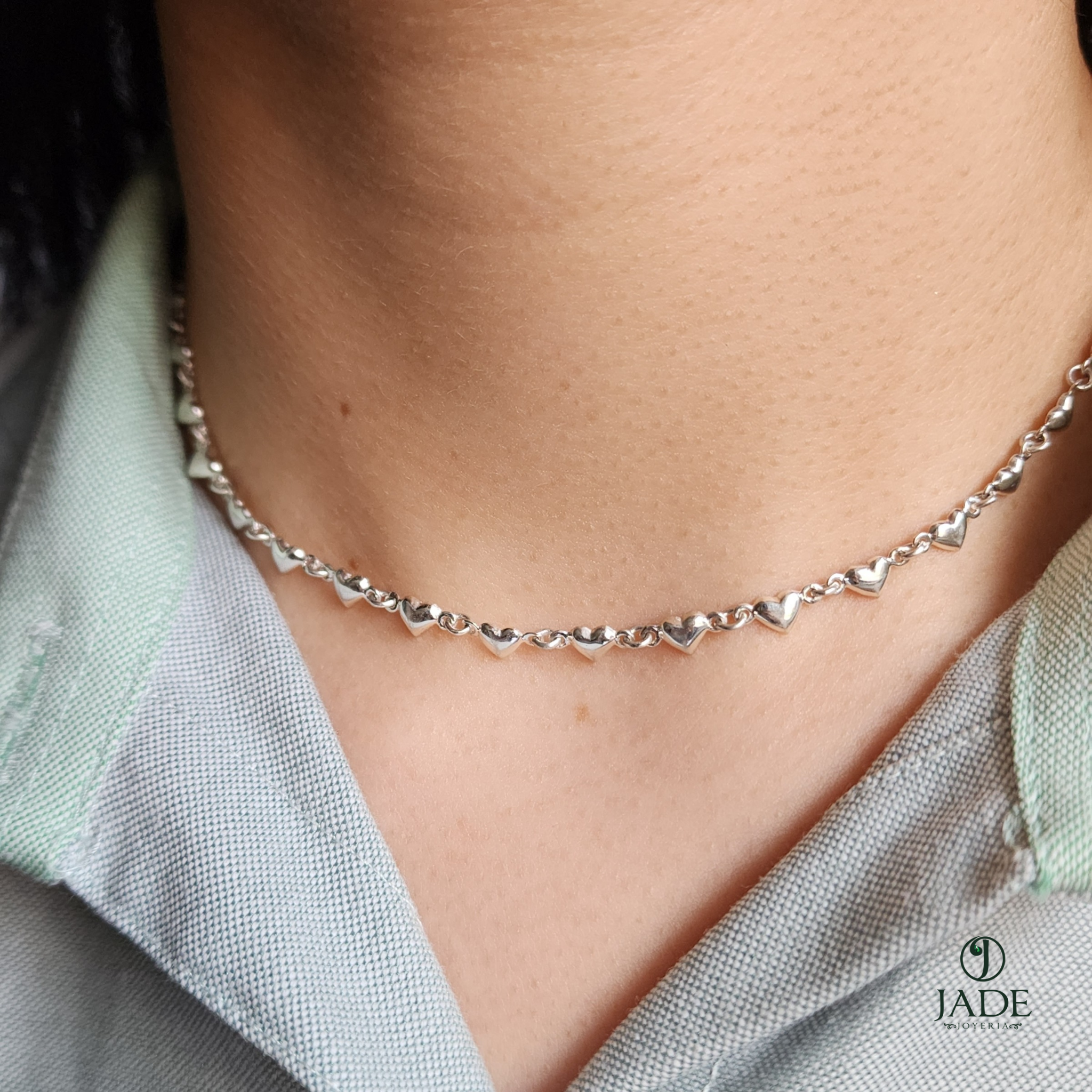 Collar corazón en plata fina