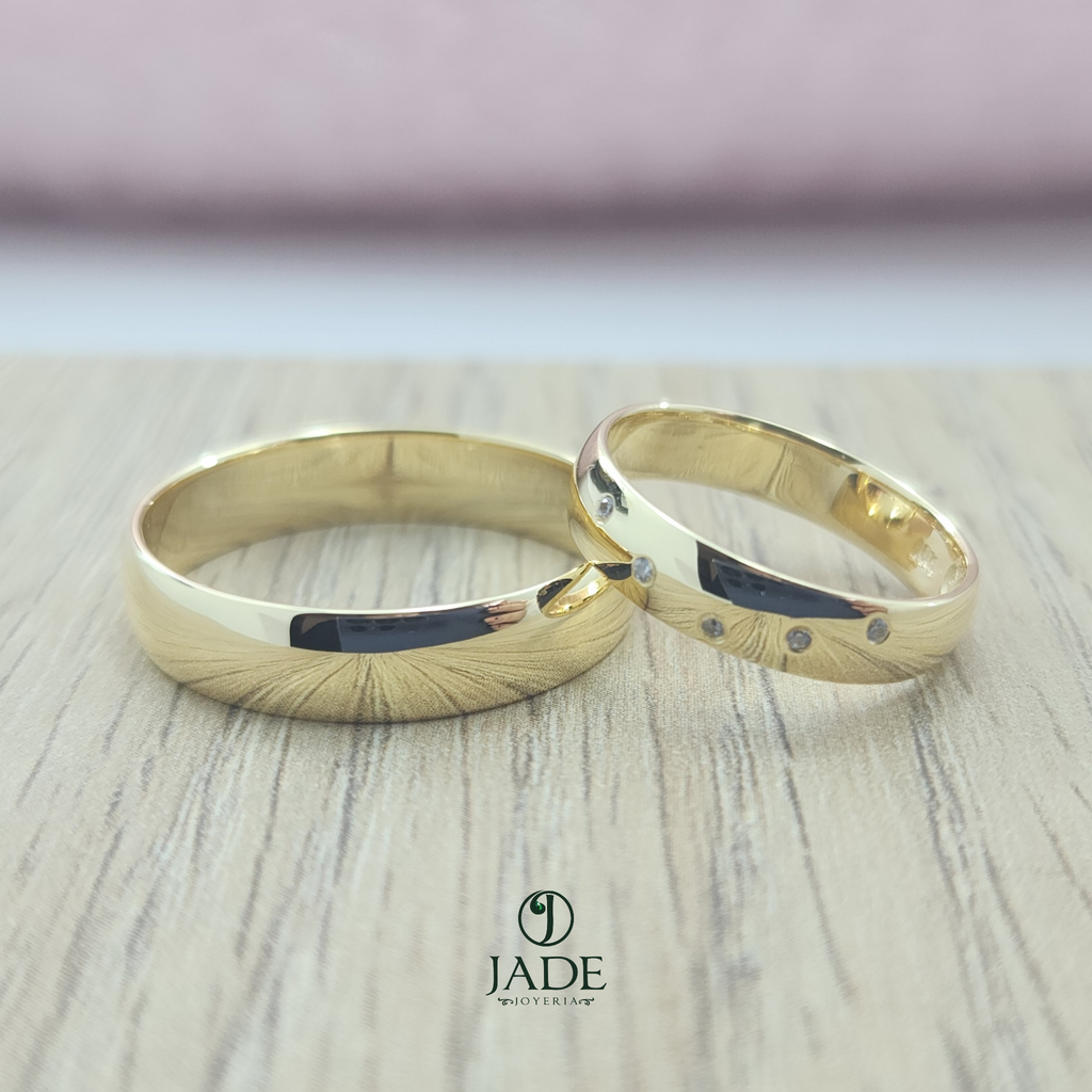 Aros de matrimonio Geminis en oro de 18k