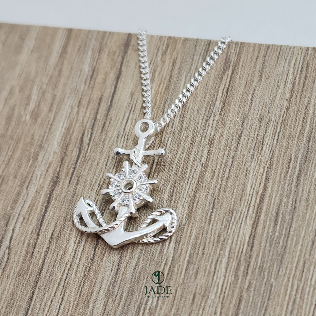 Dije de ancla en plata fina