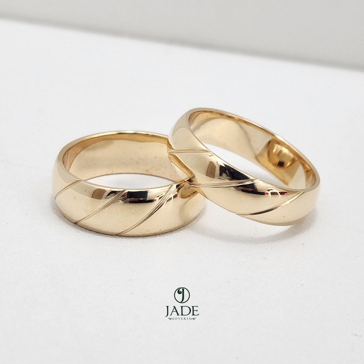 Aros de boda 3 lineas en oro 18k – Jade18k (vista 2)