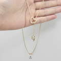 Collar con dije de corazón y dije de inicial personalizado