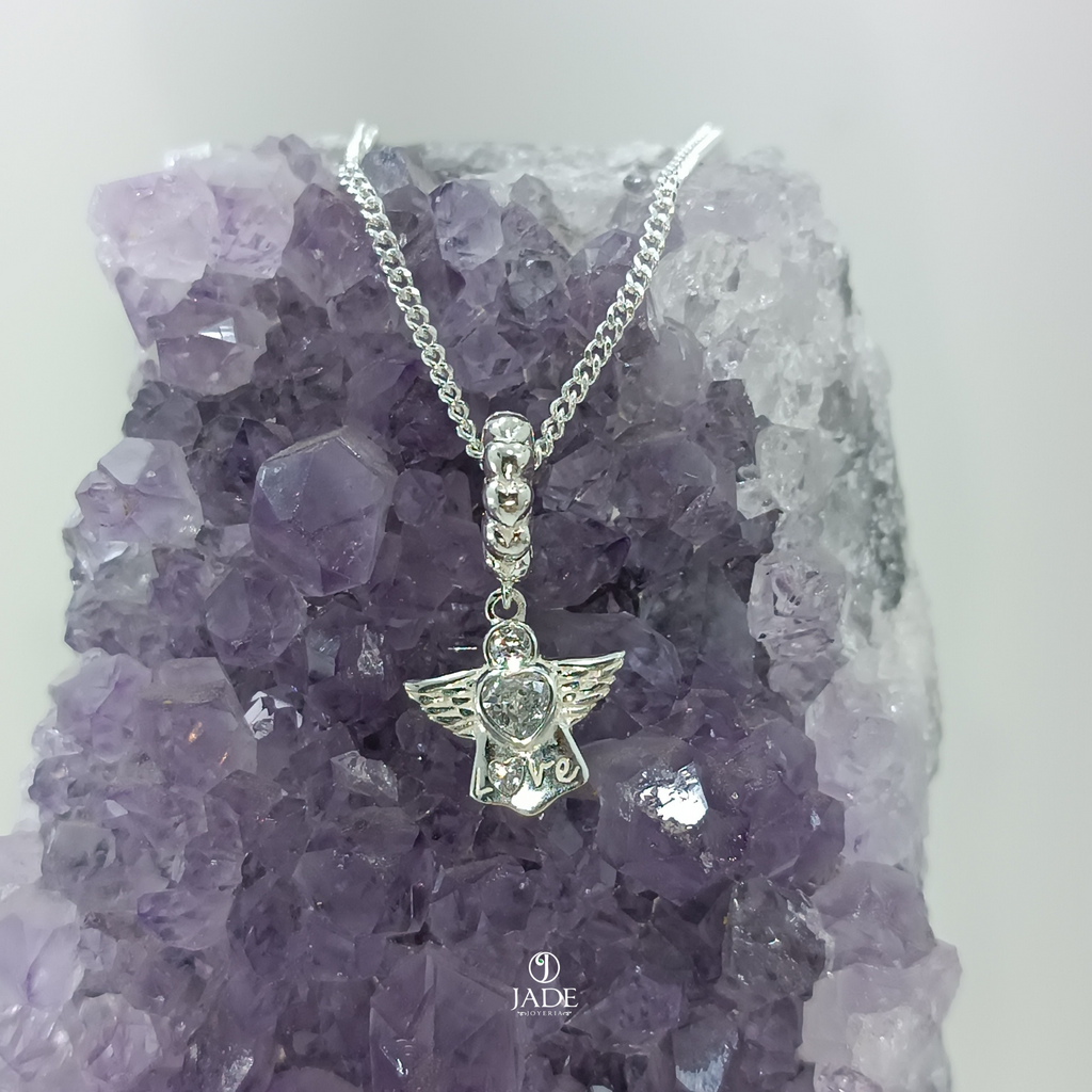 Dije de angel love en plata fina