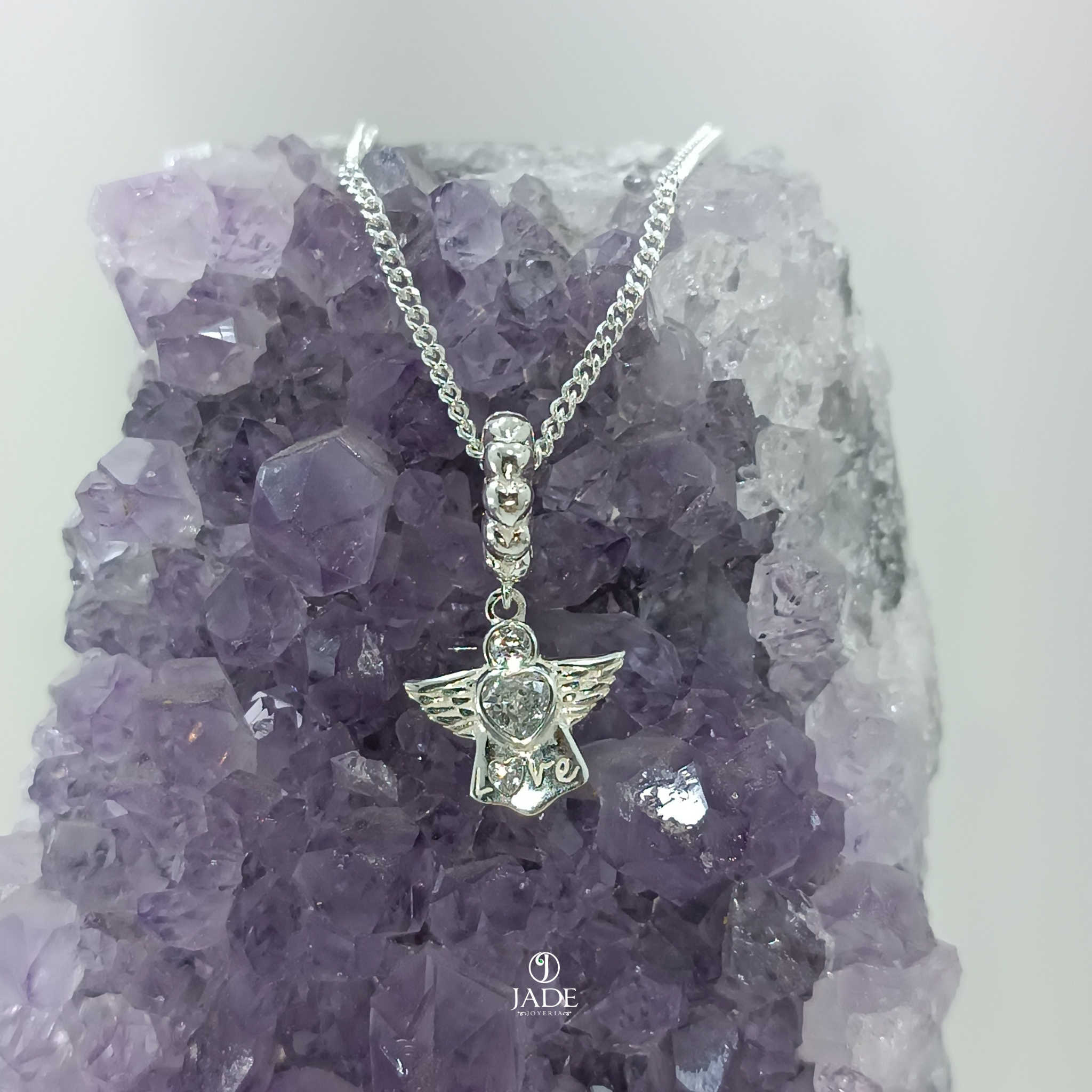 Dije de angel love en plata fina