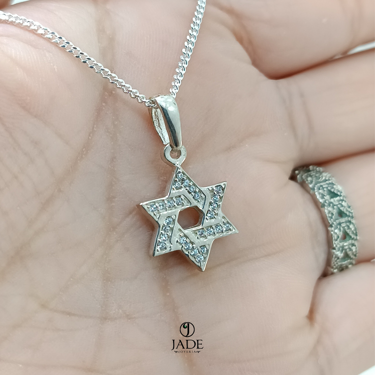 Dije estrella con piedras en plata – Jade18k (vista 2)