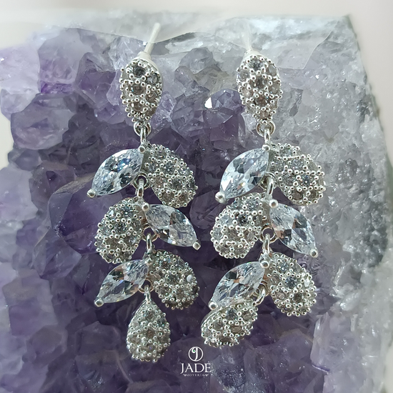 Juego aretes de boda en plata – Jade18k