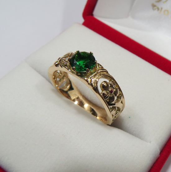 Anillo Esmeralda Flower en Oro 18k – Jade18k