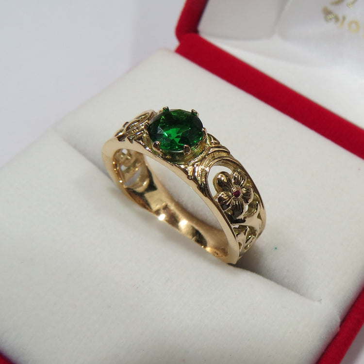 Anillo Esmeralda Flower en Oro 18k – Jade18k