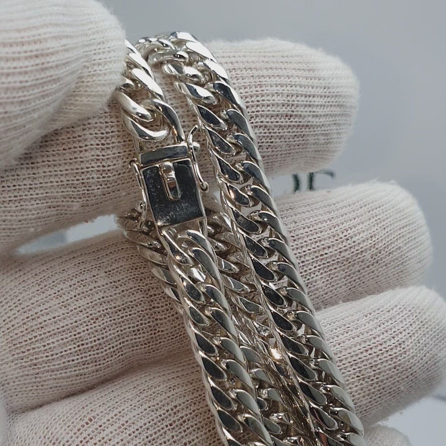 Cadena de varon estilo lomo doble malla en plata