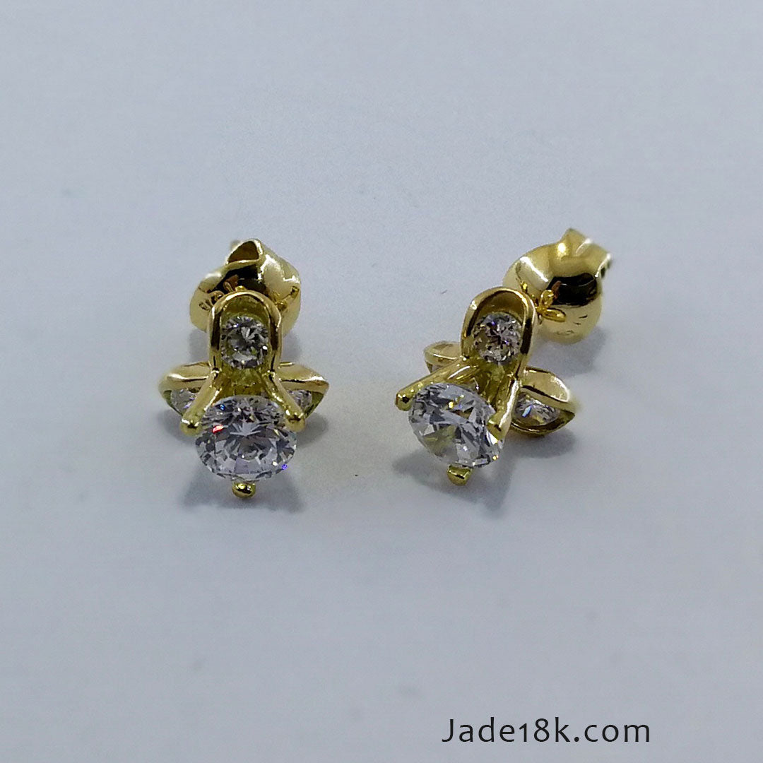 Aretes Flor ♥ Oro de 18k
