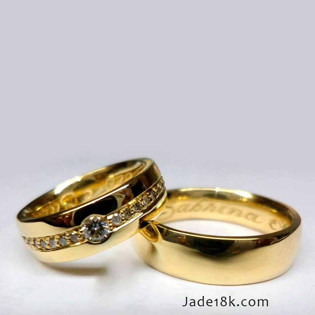 Aros de matrimonio Cristal en oro de 18k