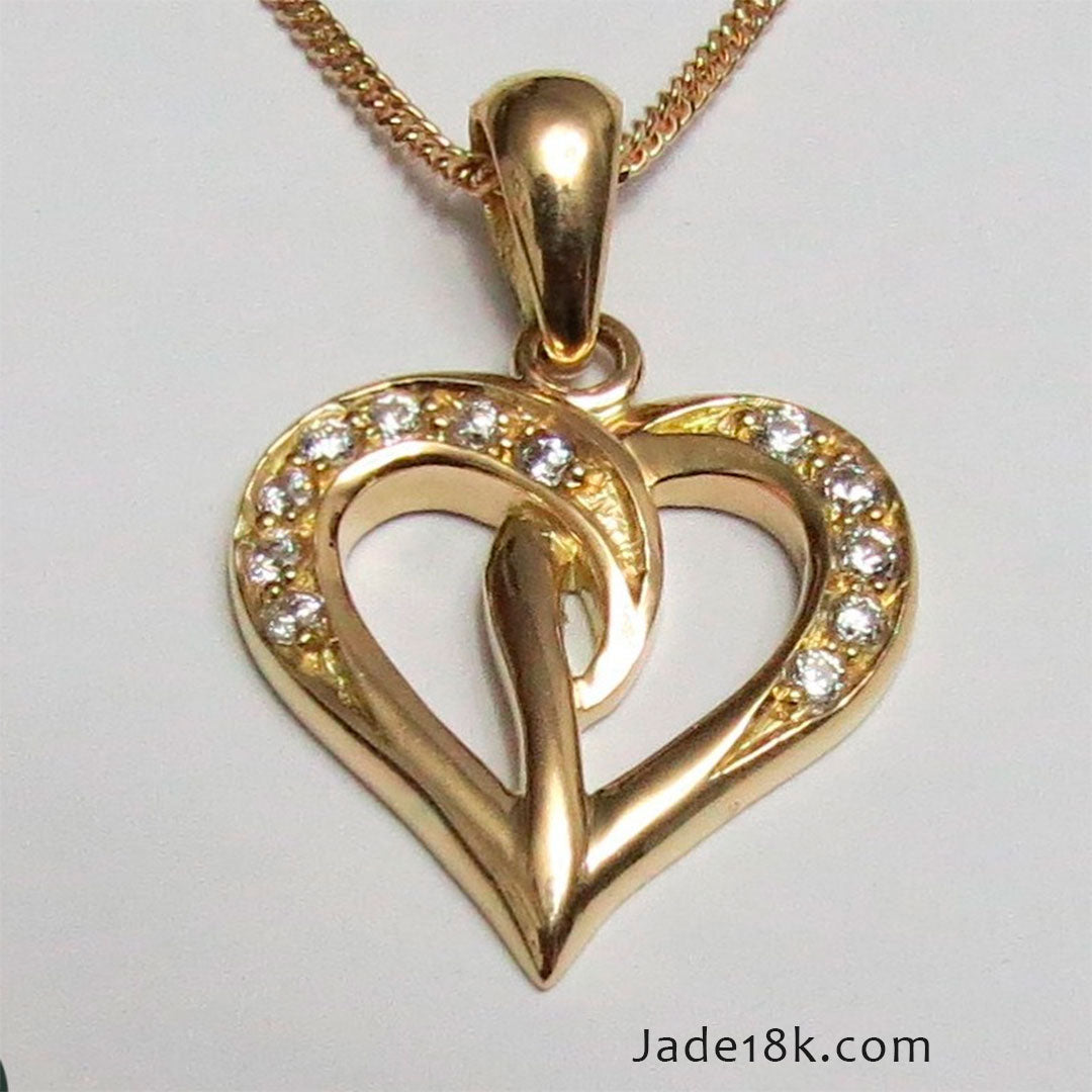Collar de Corazon de Piedra Oro de 18k