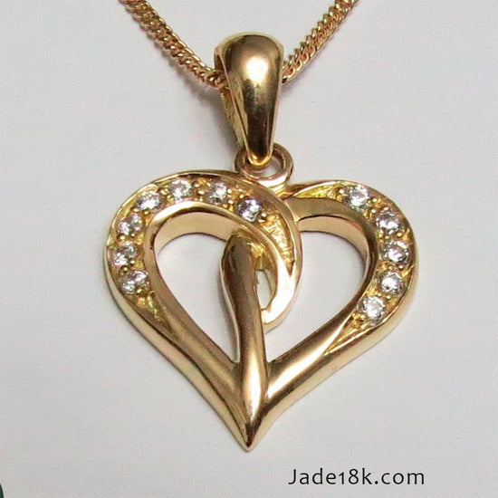 Collar de Corazón de Piedra Oro 18k – Jade18k