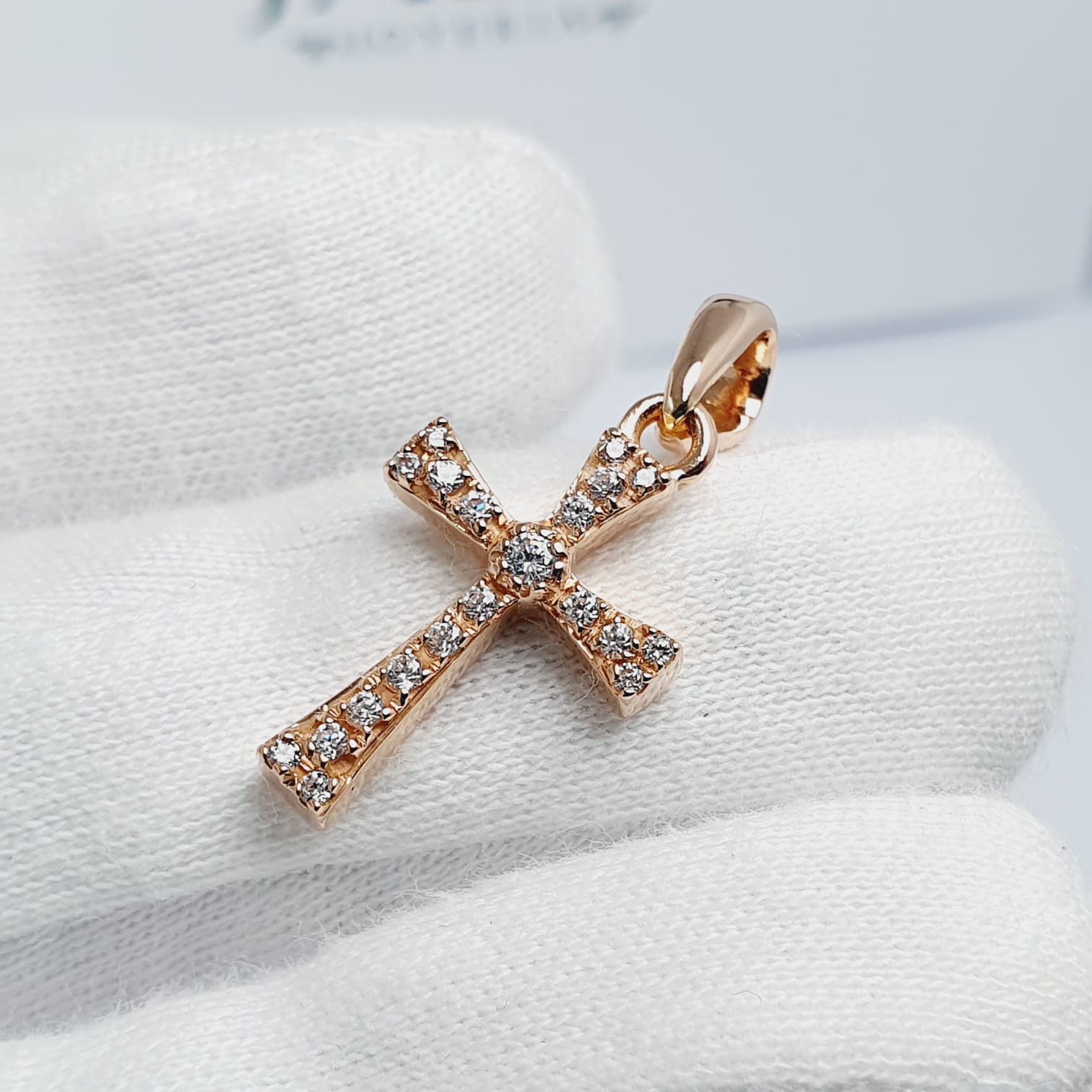 Dije Cruz Piedras Oro 18k