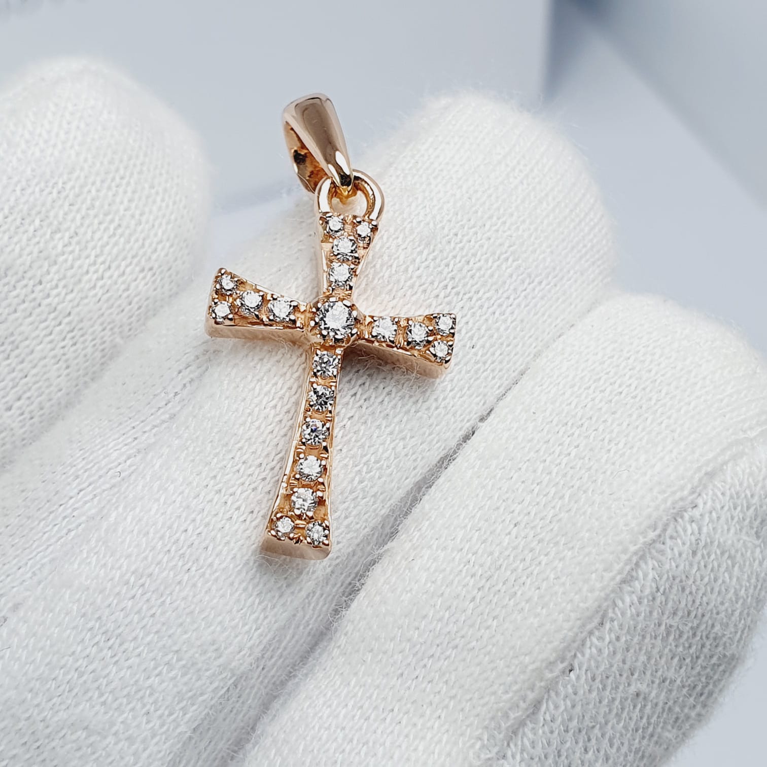 Dije Cruz Piedras Oro 18k