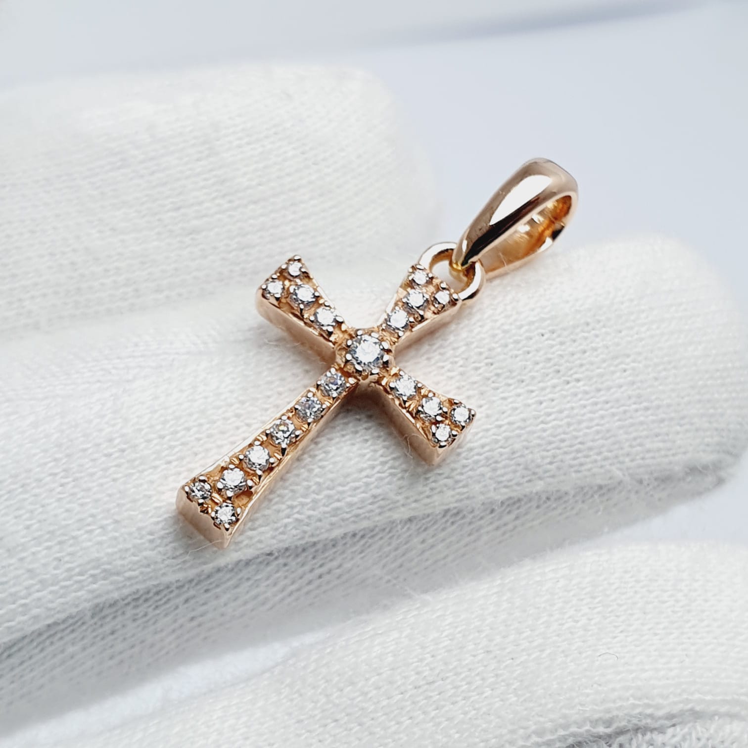 Dije Cruz Piedras Oro 18k