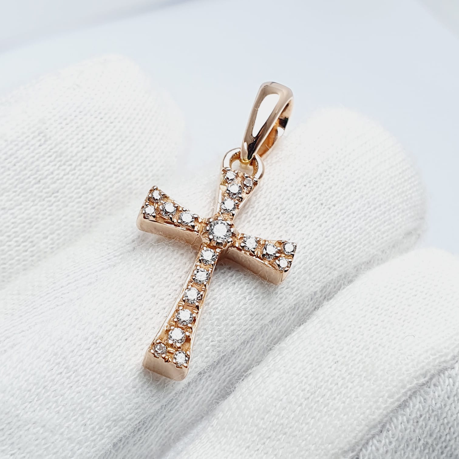 Dije Cruz Piedras Oro 18k