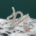Anillo de serpiente full piedras en plata fina
