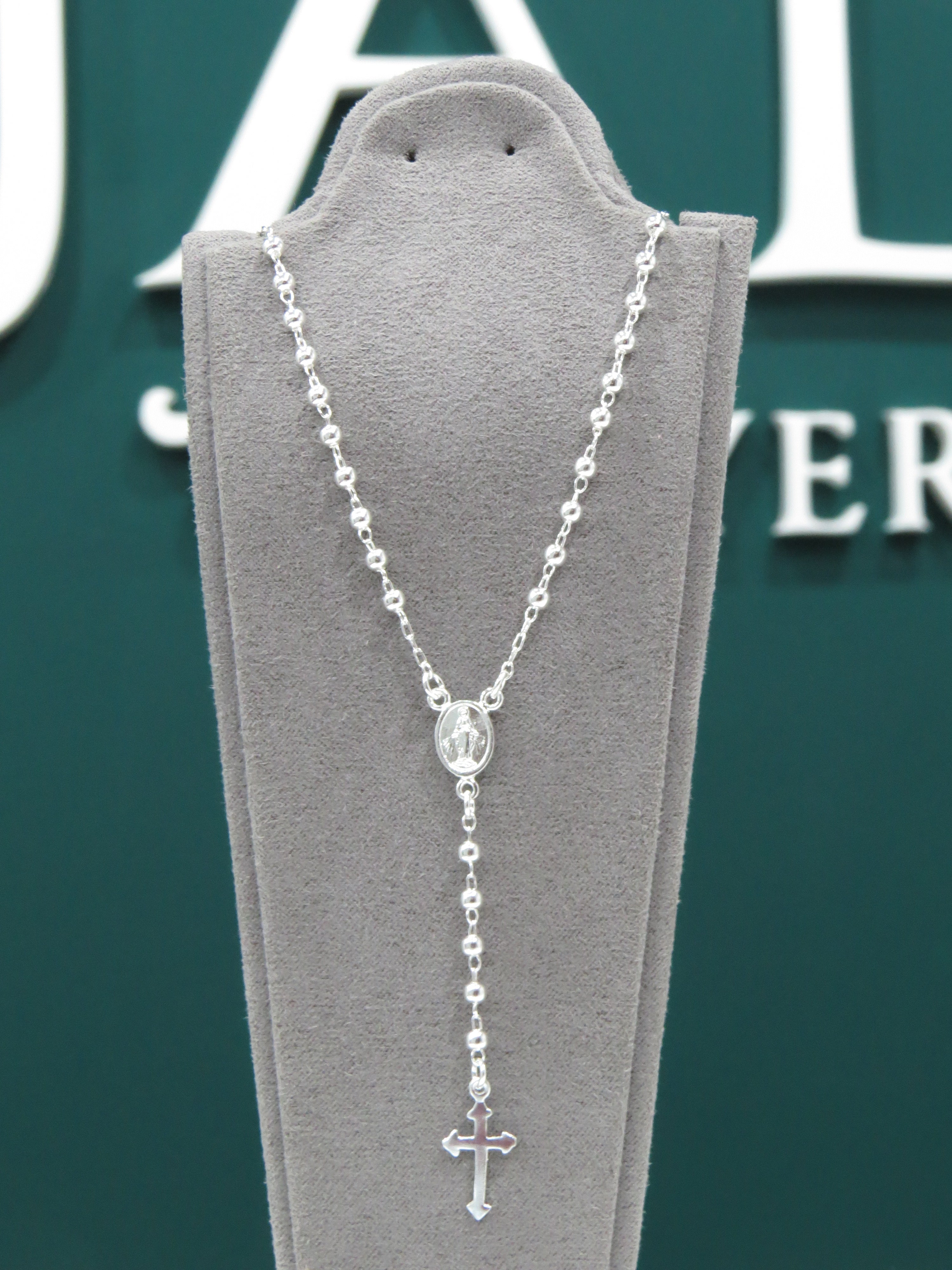 Rosario de 48 cm plata fina