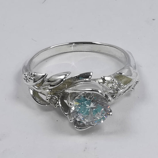 Anillo forma de rosa de Compromiso en plata ley – Jade18k (vista 3)