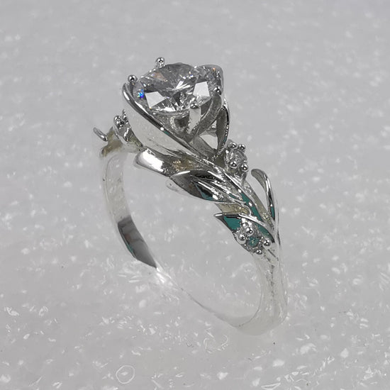 Anillo forma de rosa de Compromiso en plata ley – Jade18k