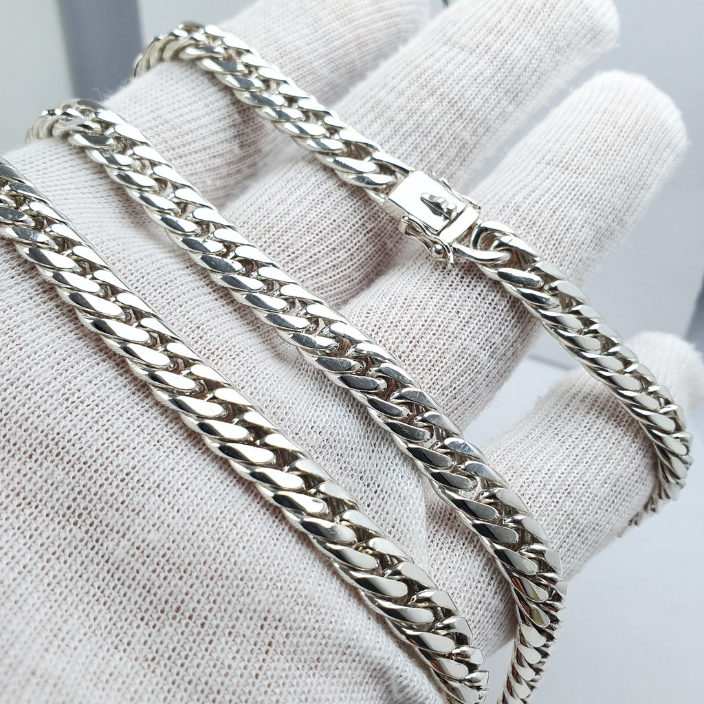 Cadena de varon estilo lomo doble malla en plata