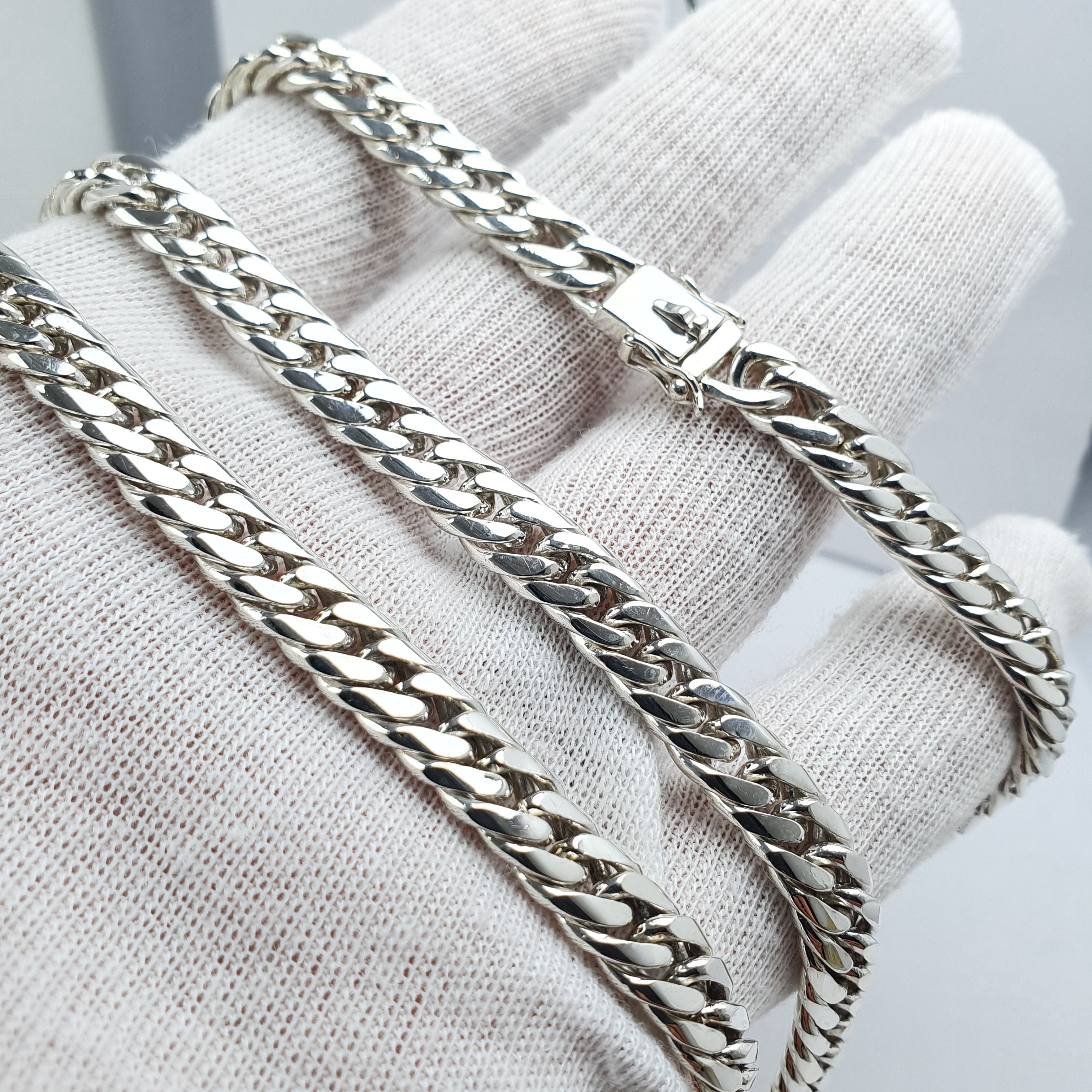 Cadena de varon estilo lomo doble malla en plata