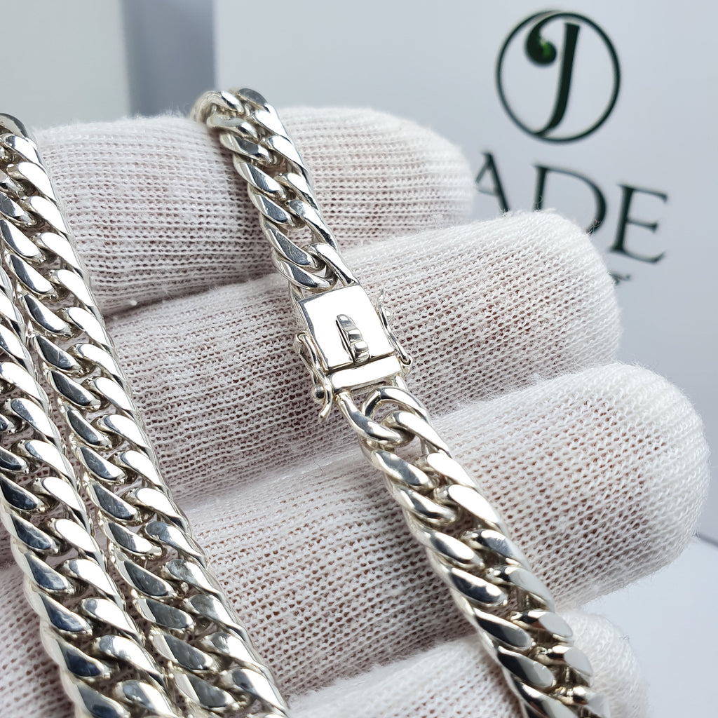 Cadena de varon estilo lomo doble malla en plata